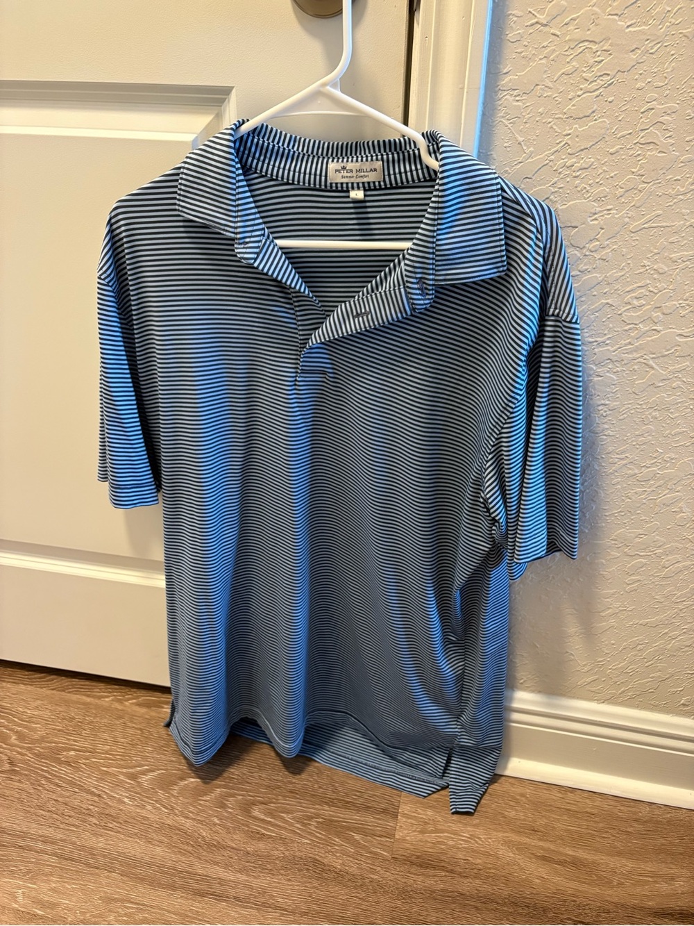 Peter Millar Navy and Blue Thin-Stripe Polo